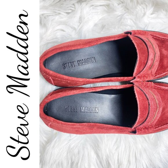 NWOB STEVE MADDEN MADISON RED SUEDE LEATHER LOAFER RESORT ELEGANT, WOMEN’S 9.5 - Picture 6 of 14